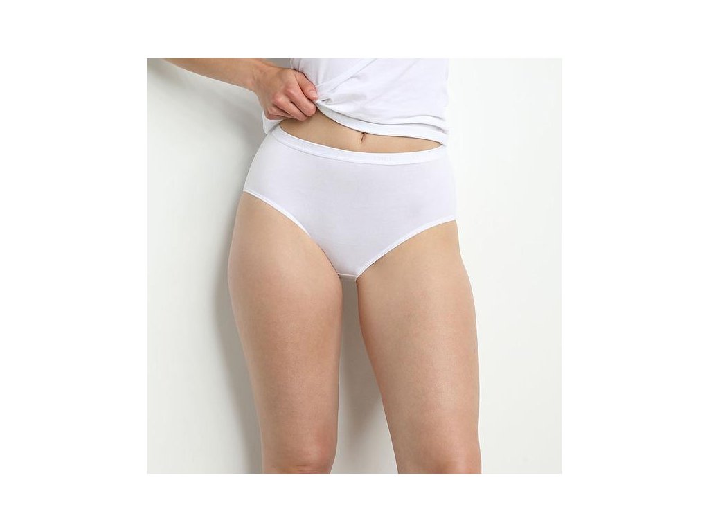 DIM COTTON BIO MIDISLIP 2x - Dámské bavlněné kalhotky 2 ks - černá - bílá (Velikost L)