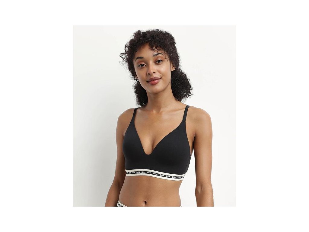 DIM ICONS PADDED TRIANGLE BRA - Dámská vyztužená podprsenka bez kostic - černá (Velikost 75 A)