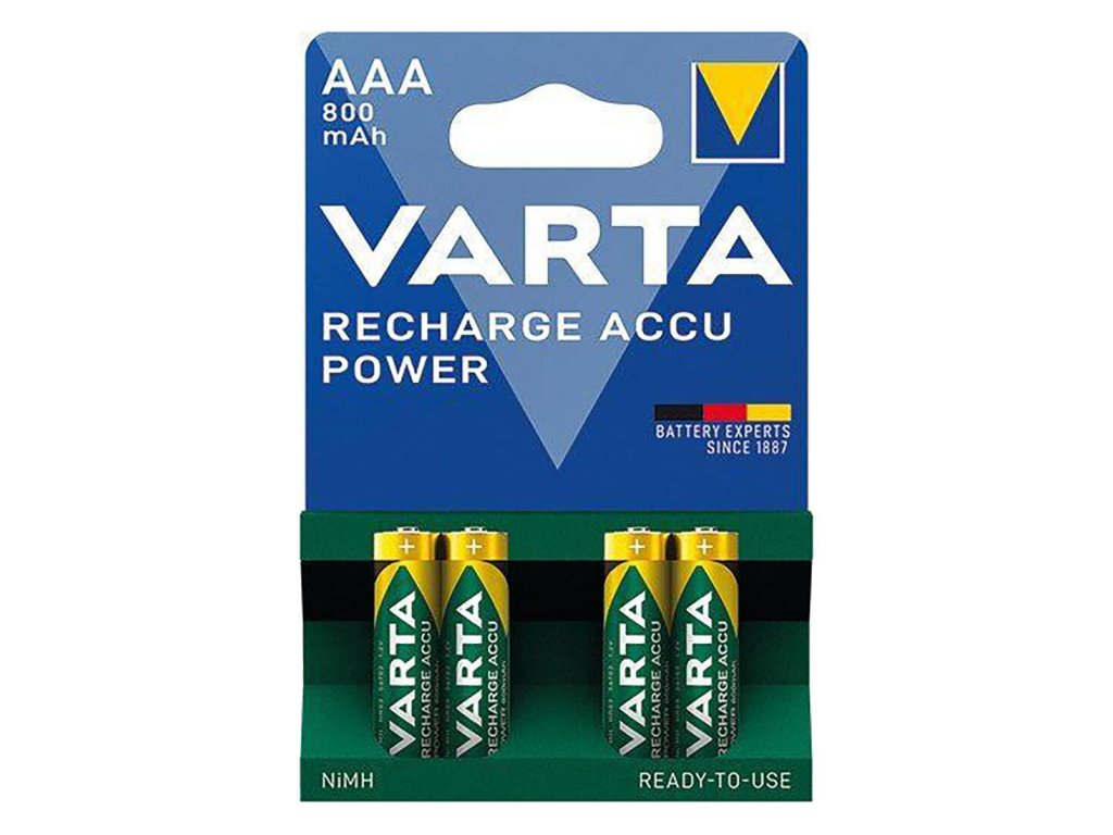 baterie mikrotužková AAA LR03 dobíjecí 800mAh/1000 cyklů (4ks) VARTA