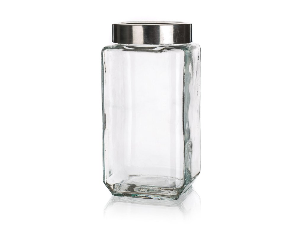 dóza AKCENT čtverc. 1,0l skl.+nerez víčko