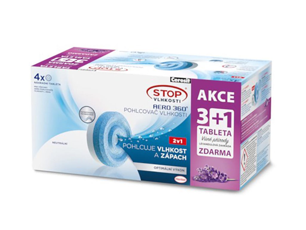 náplň do pohlcovače vlhkosti CSV-AERO 360, 4x450g tableta, levandule