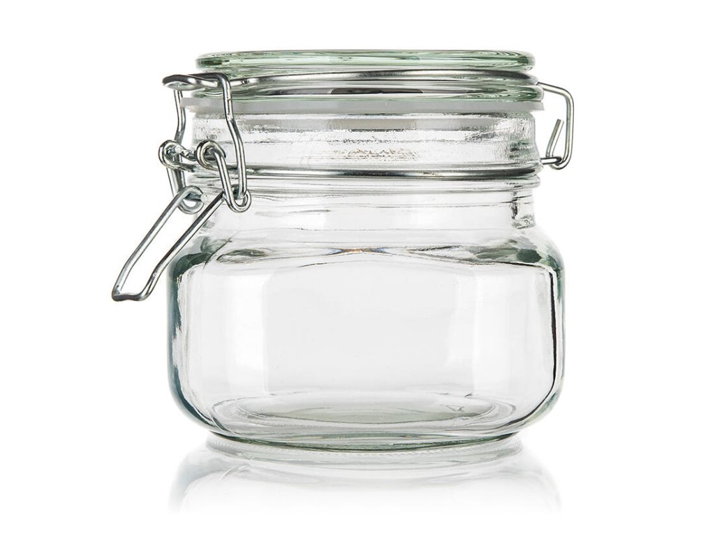 dóza hermetická hranatá 500ml skl. s patent.uzávěrem EREA