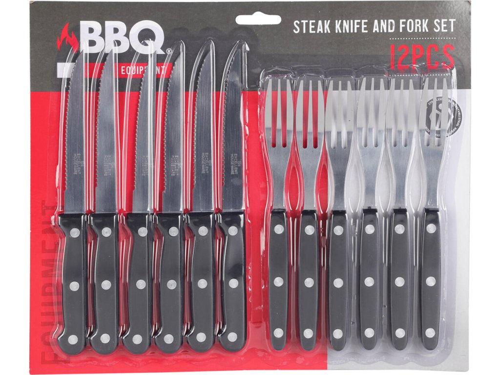 příbor steakový BBQ (6+6ks) nerez, PH rukojeť
