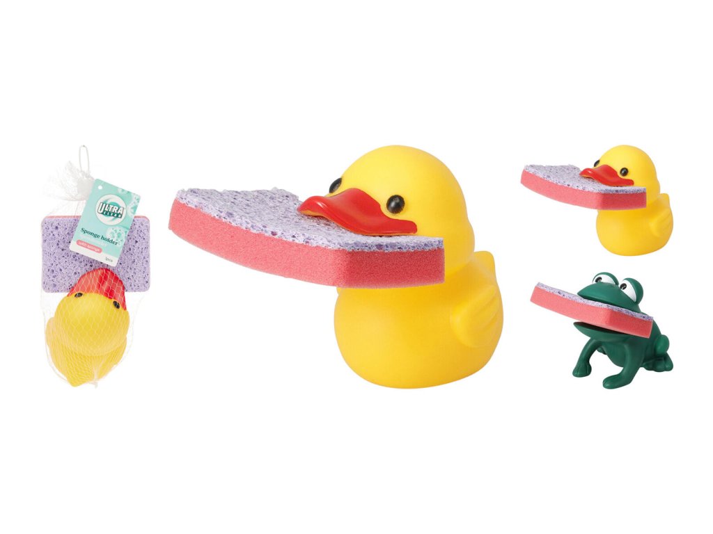 držák s houbičkou KACHNA, ŽÁBA PVC/PU mix