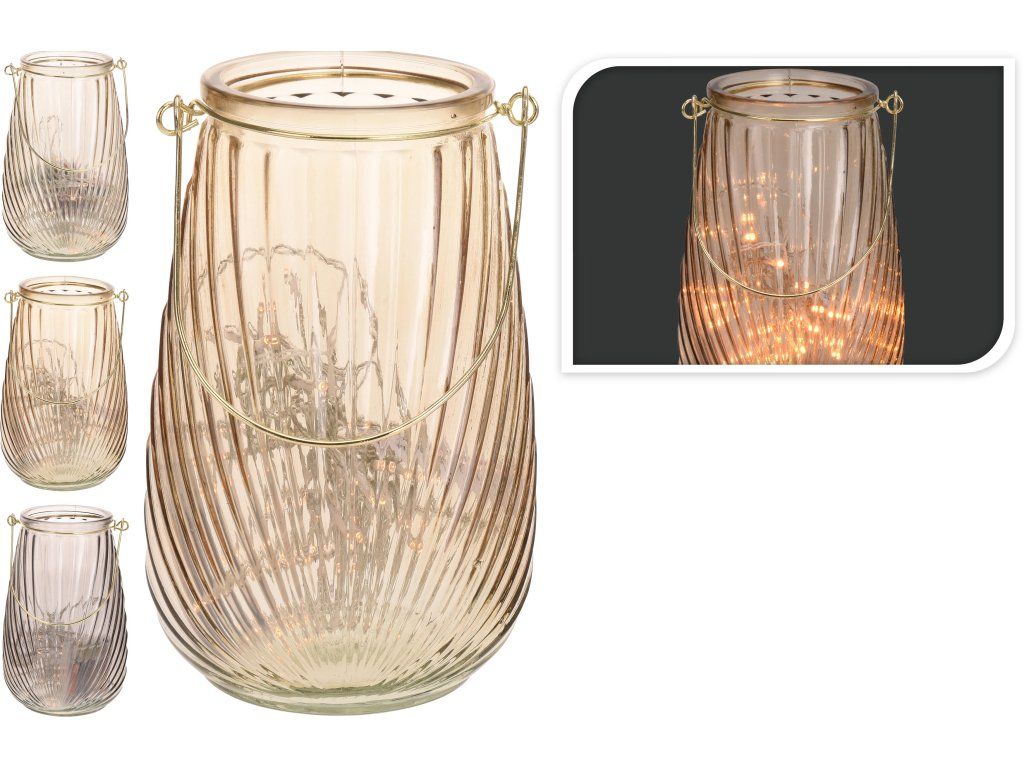 lucerna 50LED 21cm sklo mix barev