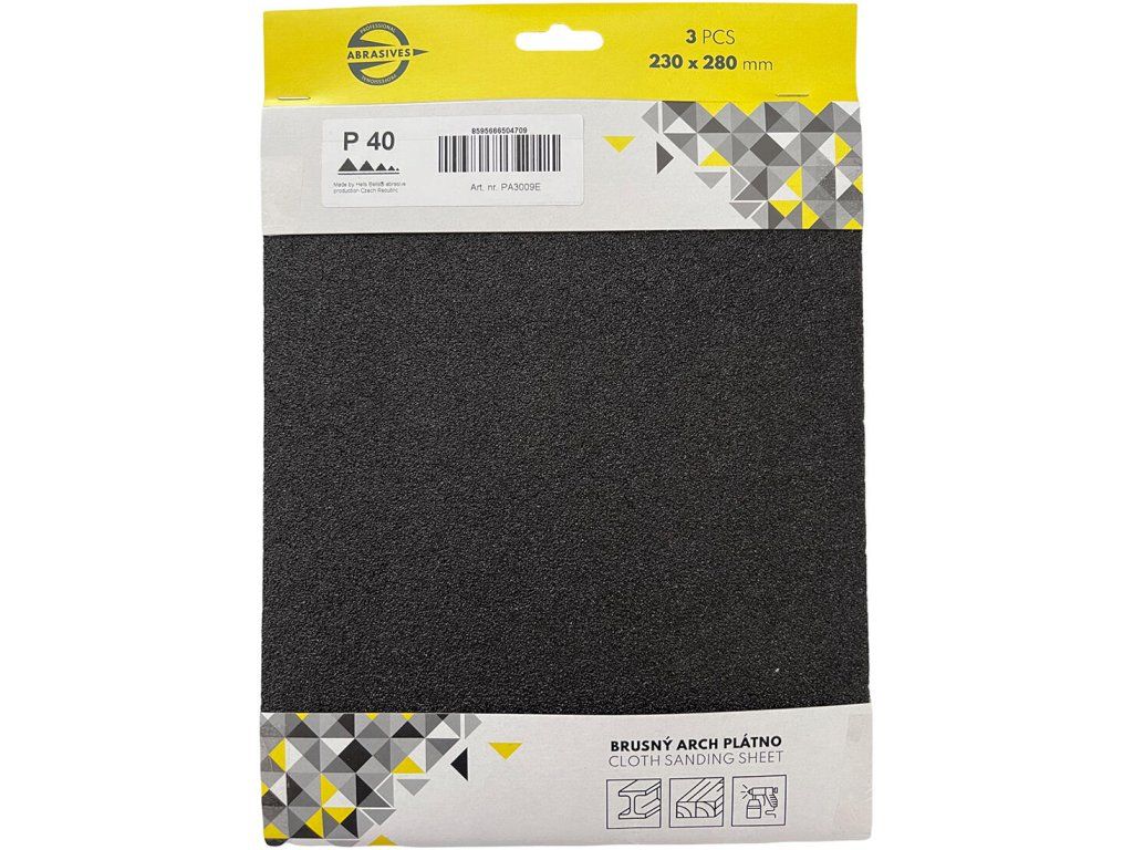 plátno brusné na kov,dřevo zr. 60, 230x280mm (3ks)