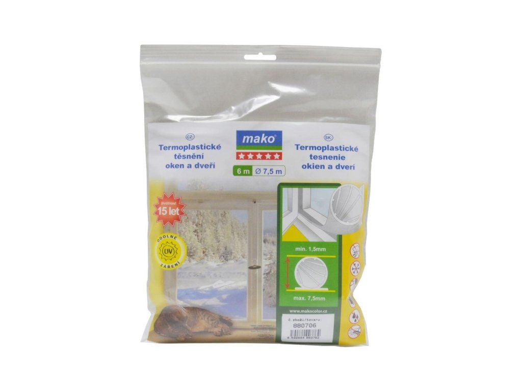 těsnění ok.a dveř.termoplast.EVO 7,5mm TRA (6,5m) MAKO