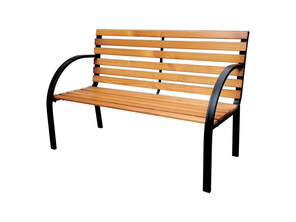 lavička zahradní 122x60x79cm ocel ČER/dřevo FSC