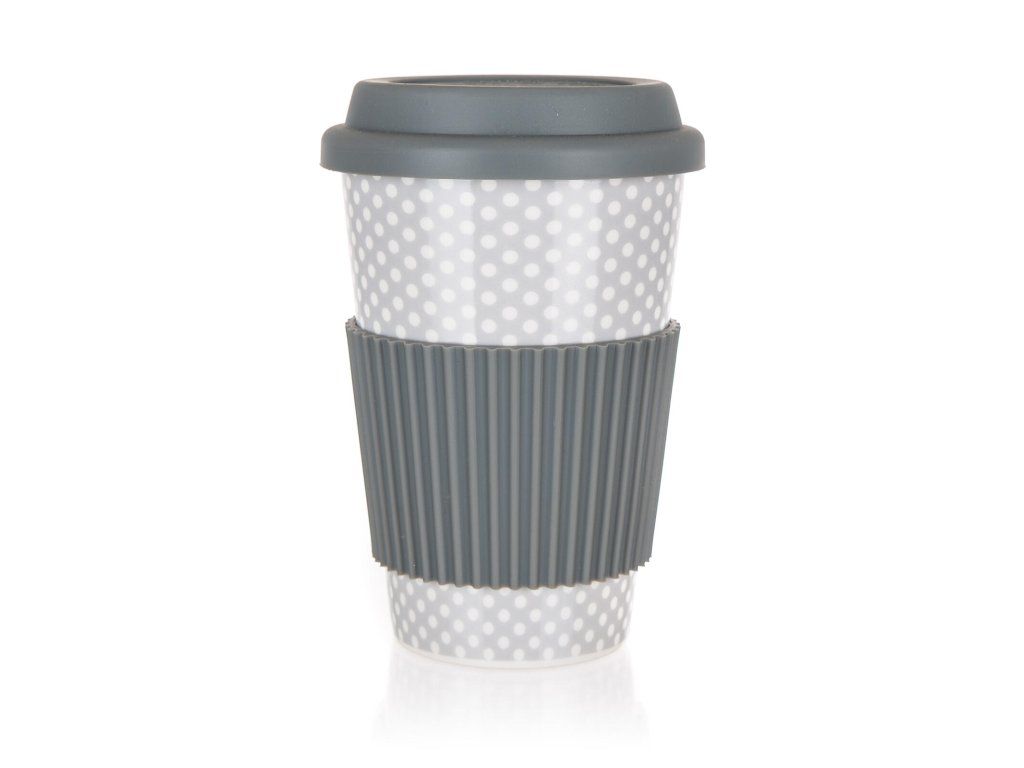 hrnek 400ml GO ŠE silikon.víčko, keramický