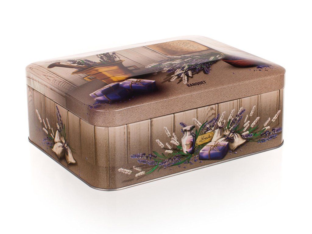box na čaj 20x15,5x8cm LAVENDER plechový