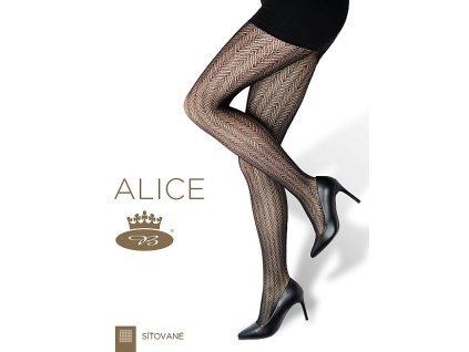 punčochové kalhoty vzorované Alice (Barva nero, Velikost S-M)
