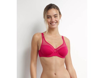 DIM GENEROUS COTTON BIO BRA - Dámská podprsenka z bio bavlny - červená (Velikost 75 D)