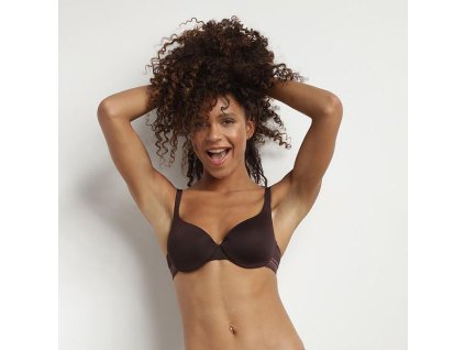 DIM INVISIFREE PADDED BRA - Dámská hladká vyztužená podprsenka - hnědá (Velikost 70 A)