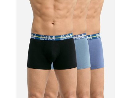 DIM POWERFUL BOXERS 3x - Pánské boxerky 3 ks - světle modrá - šedá - černá (Velikost M)