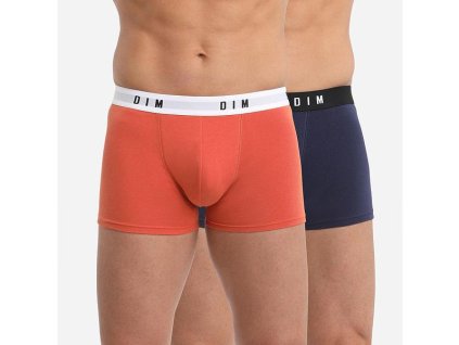 DIM BOXER ORIGINAL 2x - Pánské boxerky 2 ks - oranžová - modrá (Velikost XXL)