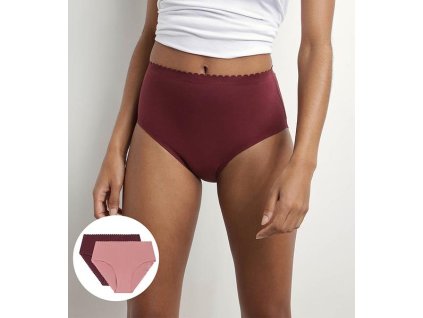 DIM BODY TOUCH HIGHWAIST BRIEF - Dámské boxerky 2ks - fialová - světle růžová (Velikost L)