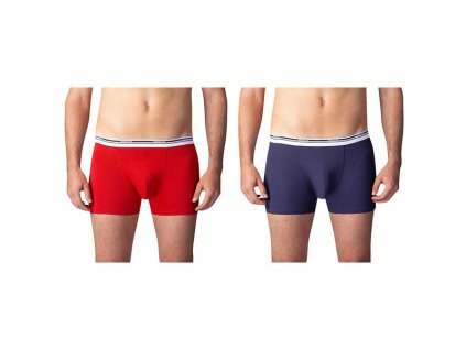 BOXER COLOURS 2x - Dvojbalení bavlněných boxerek - červená - modrá (Velikost M)