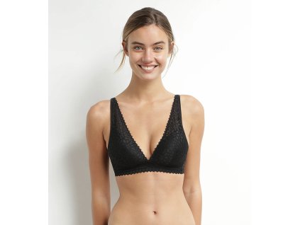 DIM TRIANGLE SOFT PADDED BRA - Dámská krajková vyztužená podprsenka bez kostic - černá (Velikost 70 A)