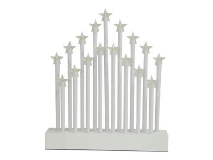 svícen vánoční el.17 svíček LED,teplá BÍ,hvězda,dřev.BÍ,27,7x26x4cm,do zásuvky