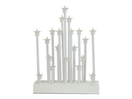svícen vánoční el.20 svíček LED,teplá BÍ,hvězda,dřev.BÍ,22,3x29,5x5cm,do zásuvky