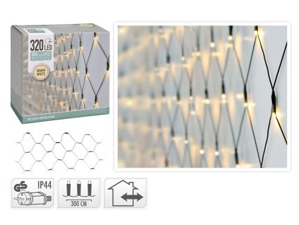 osvětlení vánoční 1,5x3m 320LED teplá BÍ, SÍŤ