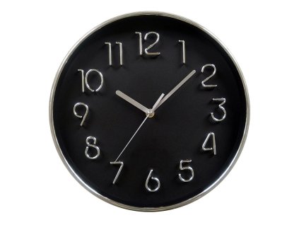 hodiny nástěnné pr.30cm,3D ciferník,PH,sklo,kov BÍ/ČER