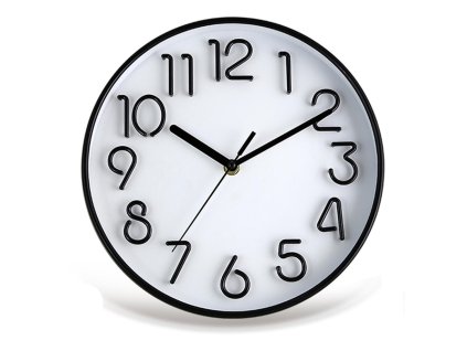 hodiny nástěnné pr.25,3cm,3D ciferník,PH,sklo,kov ČER/BÍ