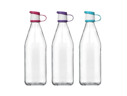 láhev 1000ml skleněná, PH víčko mix barev