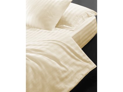 Hotelové povlečení 140x220, 70x90cm Atlas gradl smetanový - česaný 145g/m2, proužek 2cm (Zapínání hotelový uzávěr)