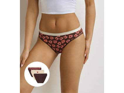 DIM LES POCKETS COTTON SLIP 3x - Dámské bavlněné kalhotky 3 ks - tmavě hnědá - světle hnědá (Velikost M)