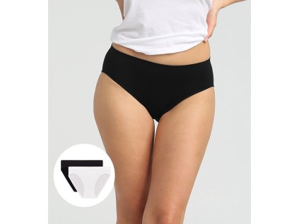 DIM SEAMLESS MAXI BRIEF 2x - Dámské bezešvé kalhotky 2 ks - černá - bílá (Velikost L)