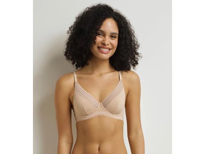 DIM DAILY MICRO FOULARD BRA - Dámská krajková podprsenka s kosticí - tělová (Velikost 70 B)
