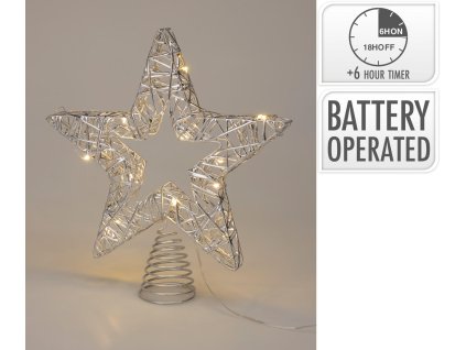 špička na stromek LED HVĚZDA 28cm STŘ s časovačem