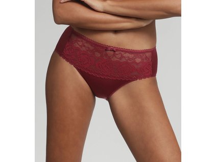 PLAYTEX FLOWER ELEGANCE RCS MIDI BRIEF - Dámské krajkové kalhotky - tmavě červená (Velikost S)