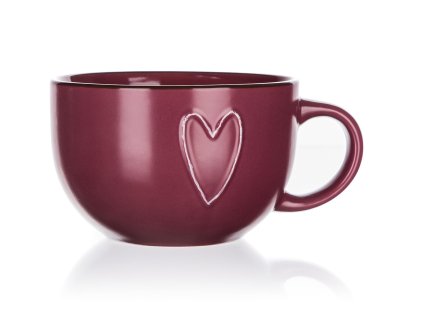 hrnek JUMBO 730ml HEART BORDO keramický