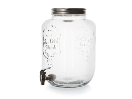 láhev 8000ml skleněná s kohoutkem, kov.víčko