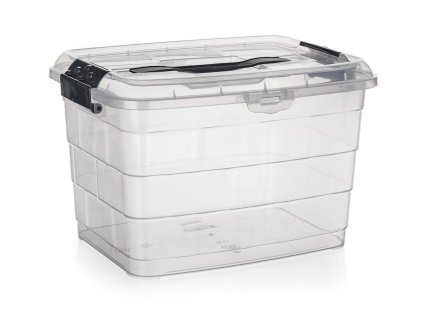 box úložný VILARD 14l,36x26x23,5cm,víko,klip,madlo,PH TRA/KOUŘ
