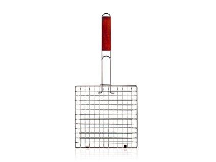 mřížka opékací hranatá 22x22cm BBQ, dřev. rukojeť