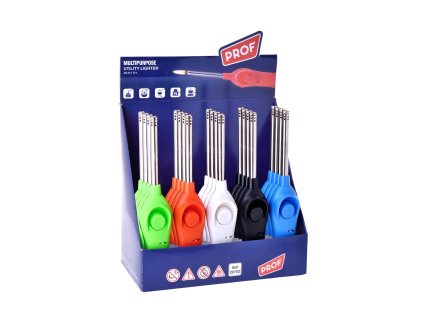 zapalovač PROF 23,5cm plamínkový, dětská pojistka, mix barev