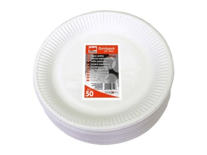 talíř papírový 23cm BÍ (50ks) jednorázový