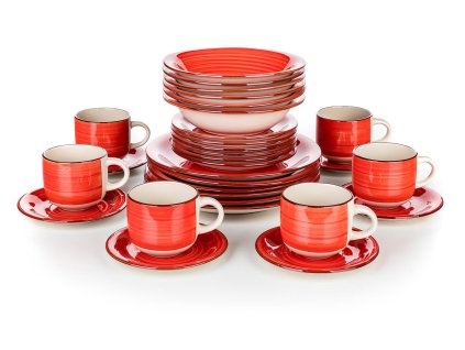 sada jídelní SPIRAL RED 30díl. keramická