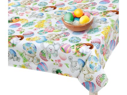 Velikonoční ubrus zajíček a kuřátko (Rozměr 120x140)