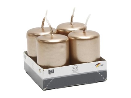 svíčka adventní 60x40mm MĚĎ metalická lesk. (4ks)