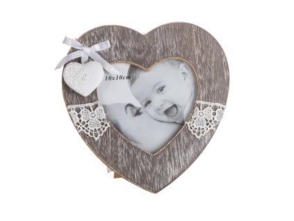 fotorámeček LACEWORK SRDCE s krajkou 15x15cm