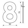 číslo domovní č.8 75mm nerez ČER