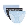 DIM LES POCKETS COTTON SLIP 3x - Dámské bavlněné kalhotky 3 ks - černá - světle modrá - bílá (Velikost M)