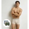 DIM COTTON STRETCH BIO BOXER 3x - Pánské boxerky z bio bavlny 3ks - zelená - světle hnědá - světle modrá (Velikost M)