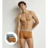 DIM COTTON STRETCH BIO BOXER 3x - Pánské boxerky z bio bavlny 3ks - oranžová - tmavě zelená - světle hnědá (Velikost M)
