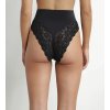 DIM DELICATE THONG - Dámská krajková tanga s vysokým pasem - černá (Velikost XS)