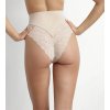 DIM DELICATE THONG - Dámská krajková tanga s vysokým pasem - tělová (Velikost XS)